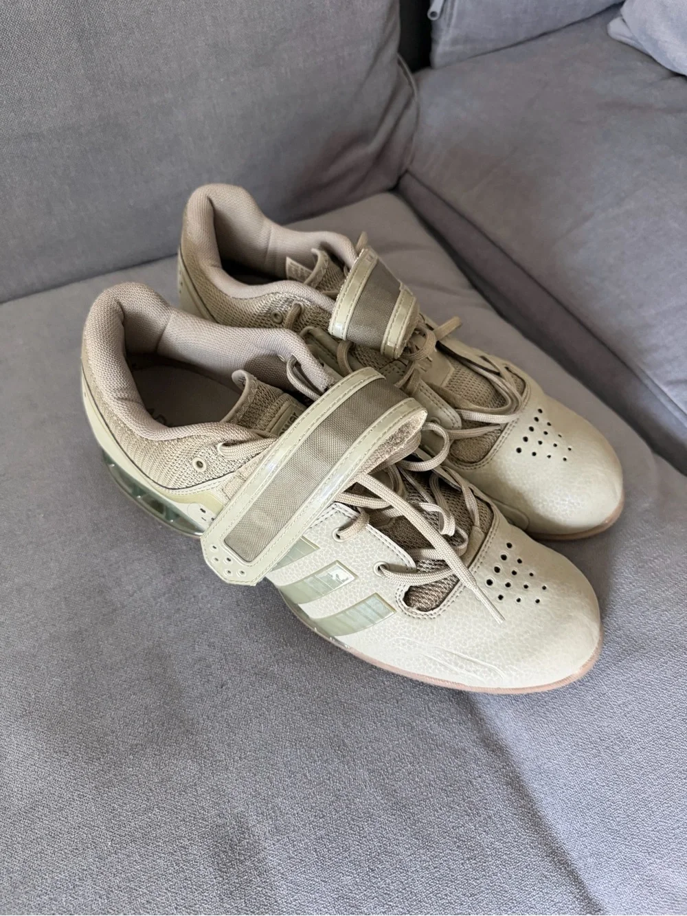 adidas Men’s Tan and Olive Weightlifting Shoes with Heel Strap